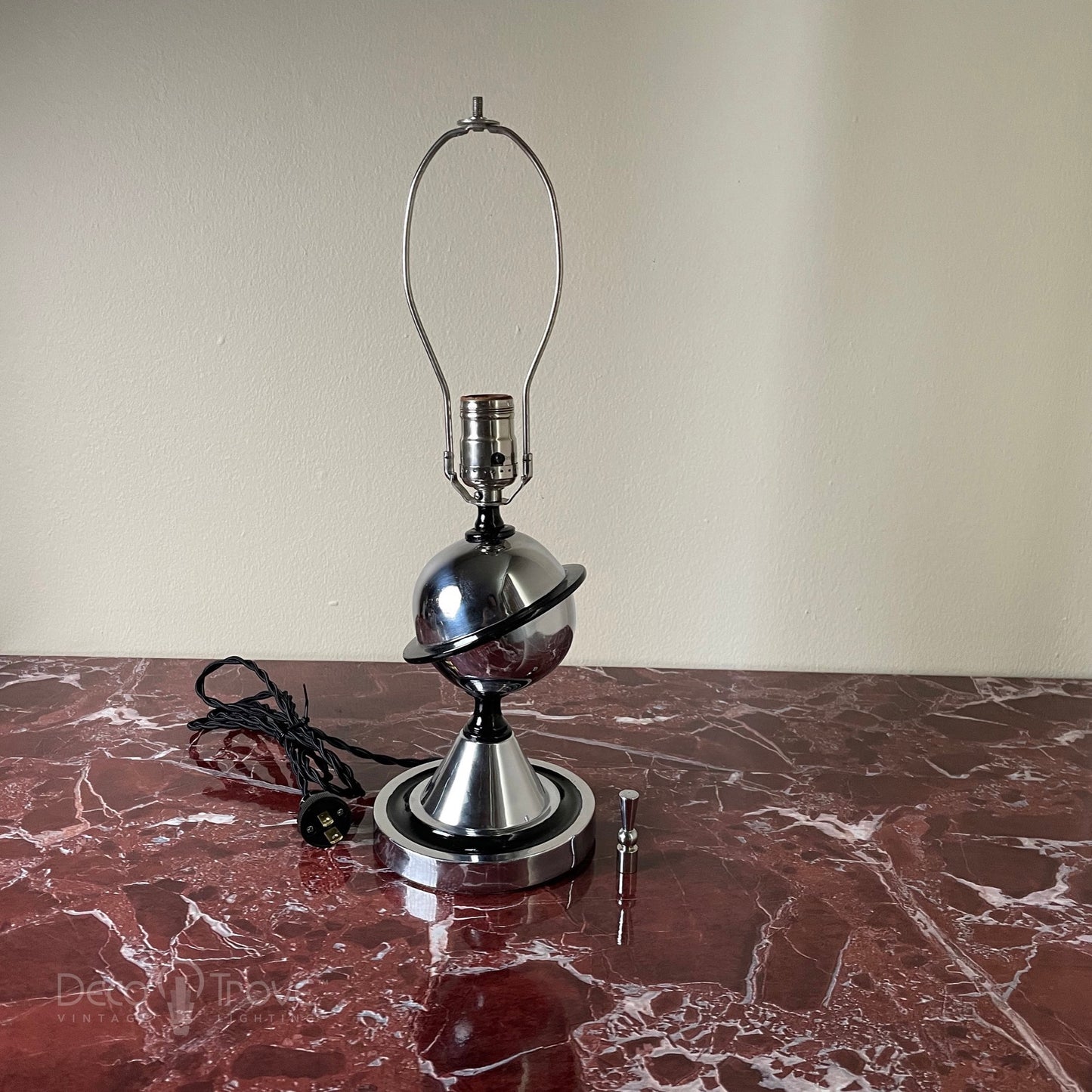 1930s Machine Age Deco Black and Chrome Saturn Lamp