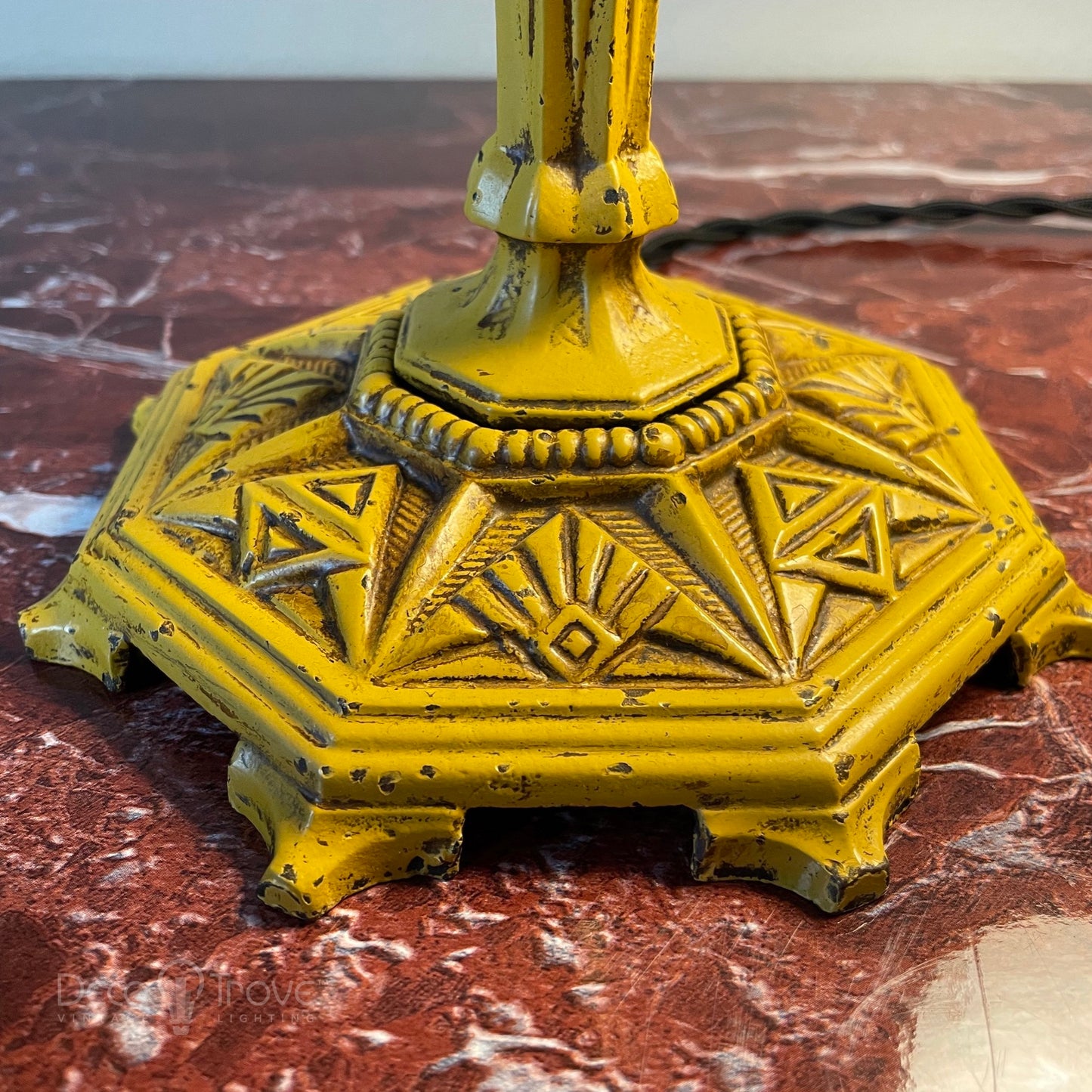 Pair of 1930s Art Deco Geometric Yellow Boudoir Lamps