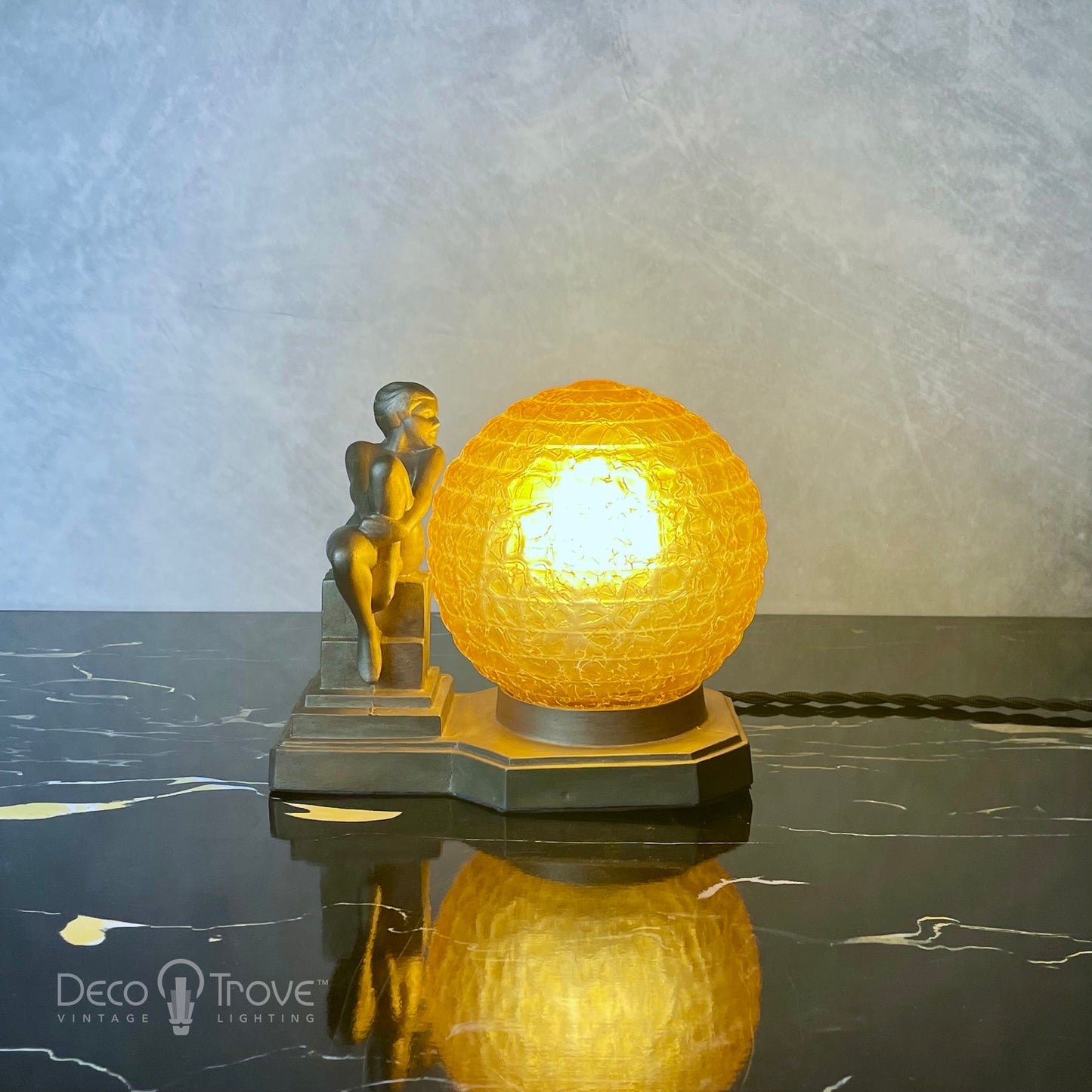 nuArt sitting lady art deco globe lamp