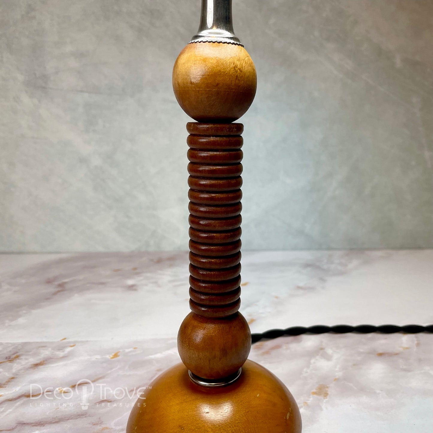 1940s Modernist Deco Spiraled Wooden Lamp