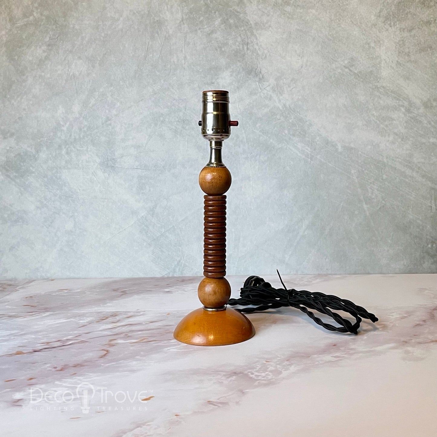 1940s Modernist Deco Spiraled Wooden Lamp