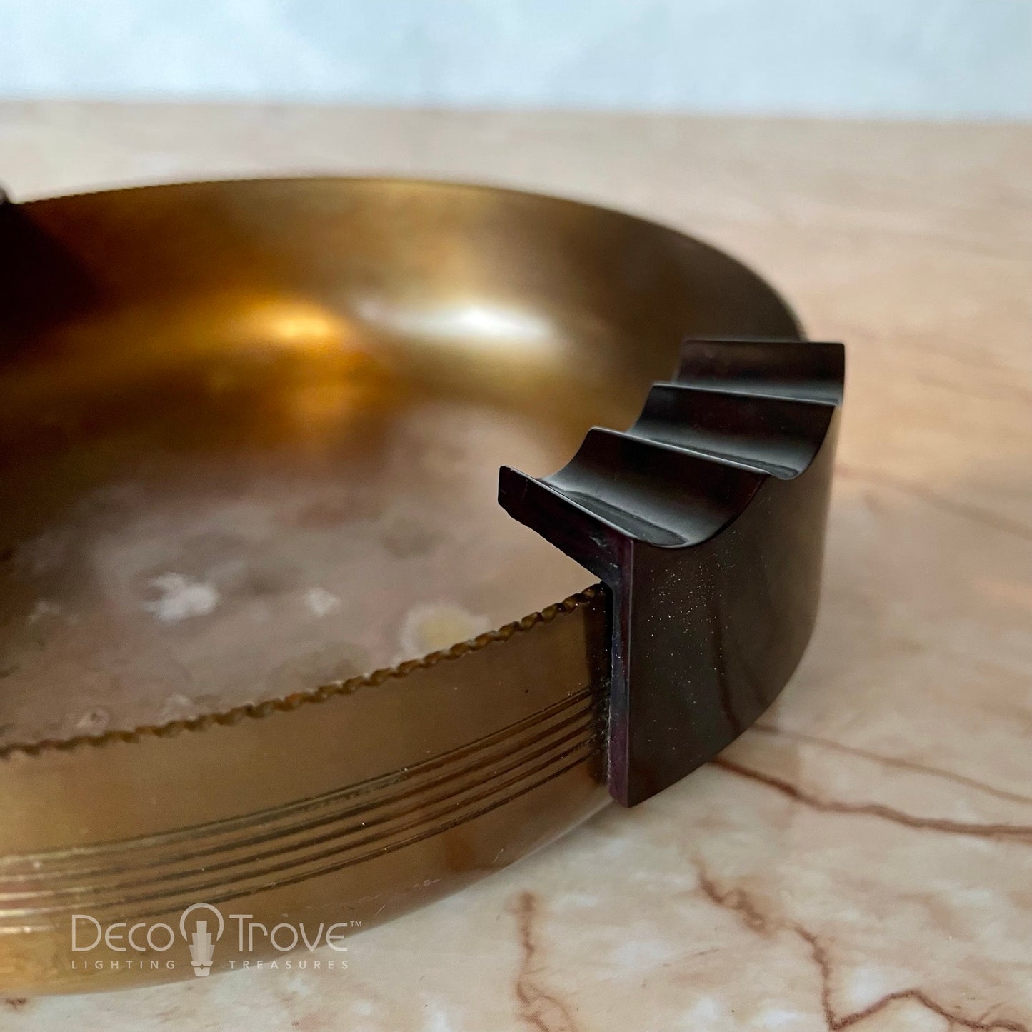 1930s Chase Streamline Deco English Bronze Utility Ash Tray