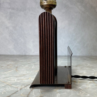 1930s Chase Streamline Deco Wood and Brass Writing Paper Lamp