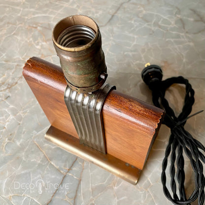 1930s Chase Streamline Deco Wood and Brass Writing Paper Lamp