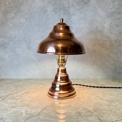 1930s Streamline Deco Machine Age Stepped Copper Mushroom Dome Lamp