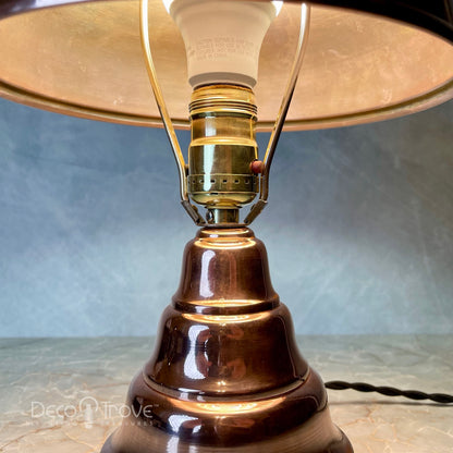 1930s Streamline Deco Machine Age Stepped Copper Mushroom Dome Lamp