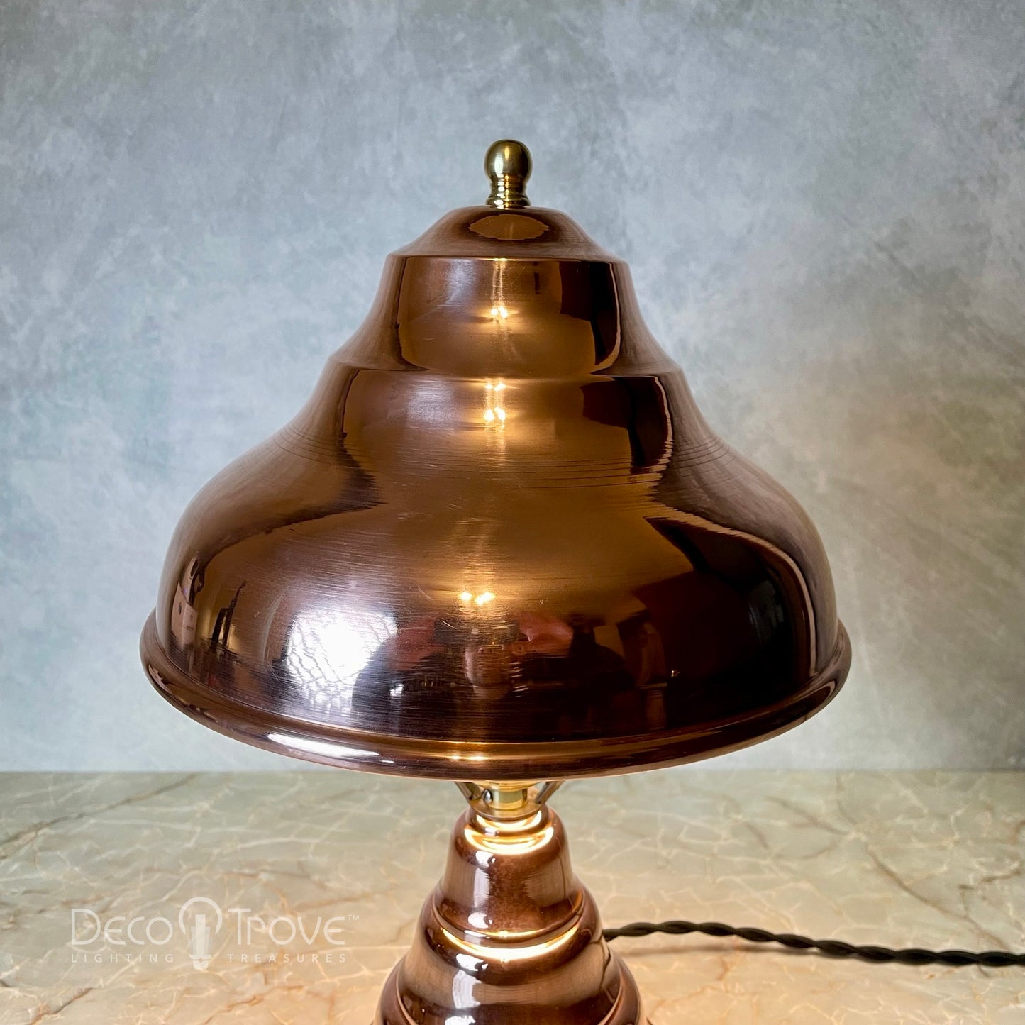 1930s Streamline Deco Machine Age Stepped Copper Mushroom Dome Lamp