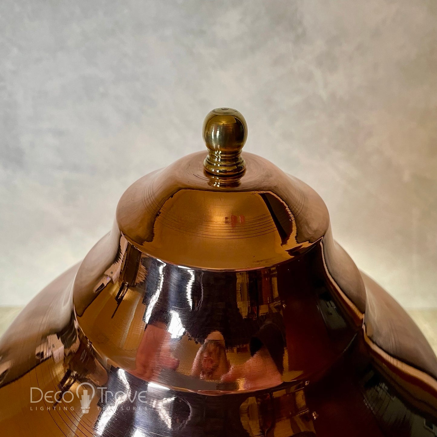 1930s Streamline Deco Machine Age Stepped Copper Mushroom Dome Lamp