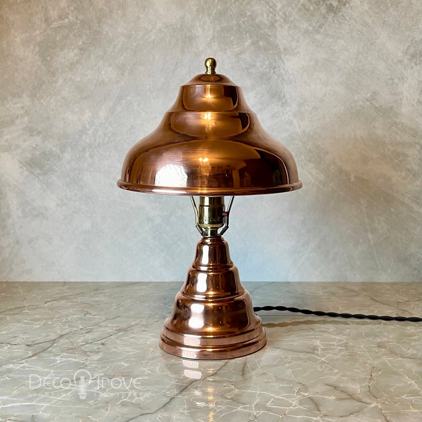 1930s Streamline Deco Machine Age Stepped Copper Mushroom Dome Lamp