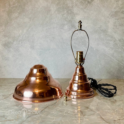 1930s Streamline Deco Machine Age Stepped Copper Mushroom Dome Lamp