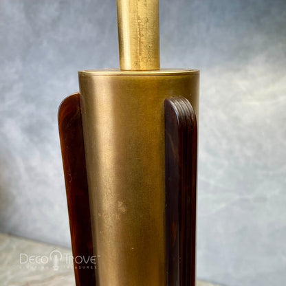 1930s Chase Streamline Deco Brass & Tortoise Shell Bakelite Ambassador Lamp