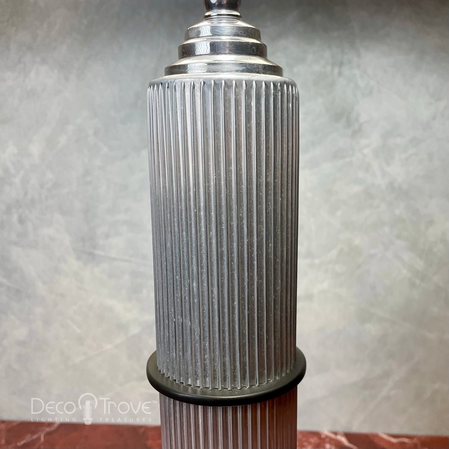 1940s Streamline Deco Machine Age Fluted Aluminum and Bakelite Saturn Lamp