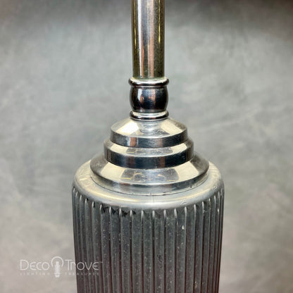 1940s Streamline Deco Machine Age Fluted Aluminum and Bakelite Saturn Lamp