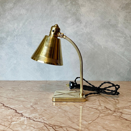 1930s Chase Feather/Quill Brass Desk Lamp