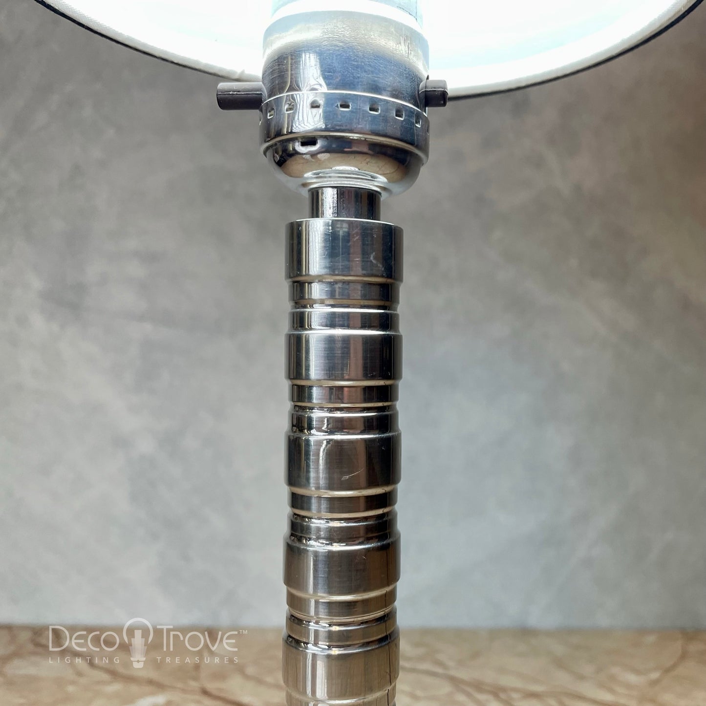 1930s Streamline Machine Age Deco Inset Aluminum Lamp - Similar to Pattyn Products