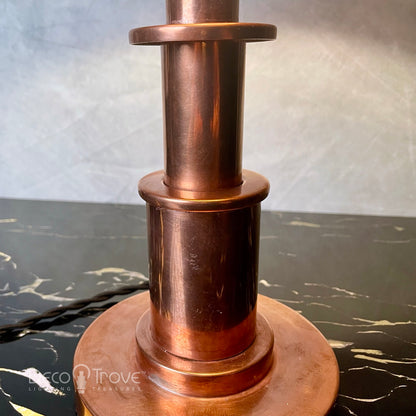 1930s Aladdin Streamline Machine Age Deco Stepped Copper Louvered Pagoda Lamp