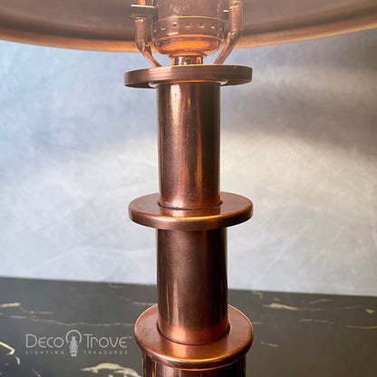 1930s Aladdin Streamline Machine Age Deco Stepped Copper Louvered Pagoda Lamp