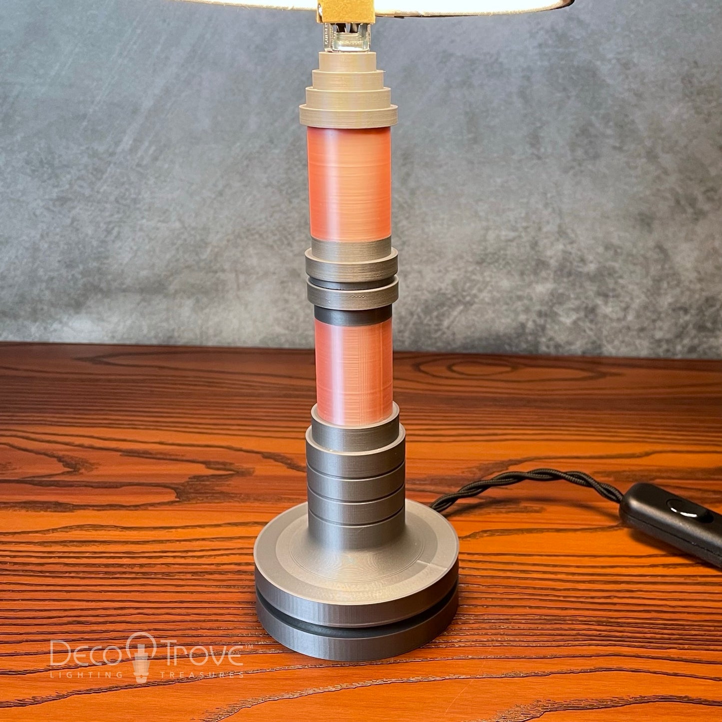 Colorful Metallic Streamline Deco Speedway Lamp with Inset Base and Stepped Finial – Machine Age Retro - ART LITE mini™ S130