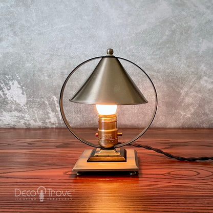 1930s Small Deco Circular Cone Glow Modernist Accent Lamp