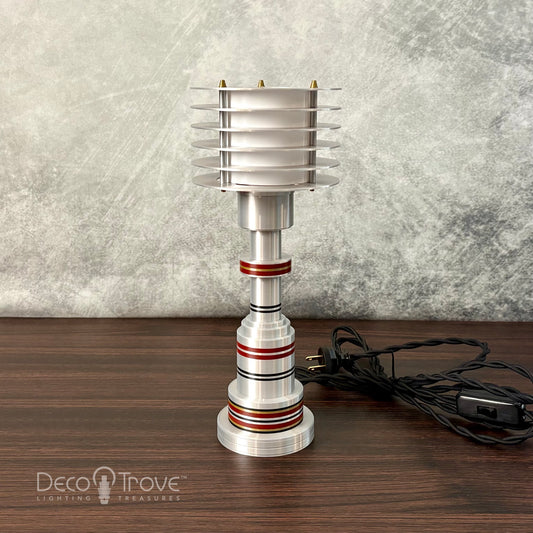 Retro Futuristic Streamline Deco Lamp Machine Age Disc Design Inspired by Pattyn – ART LITE mini™ P310