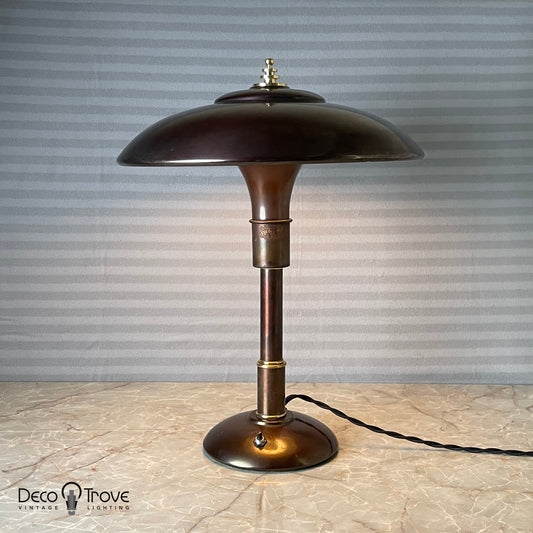 1930s Machine Age Deco Normandy Bronze Guardsman Jr. Lamp - Bert Dickerson