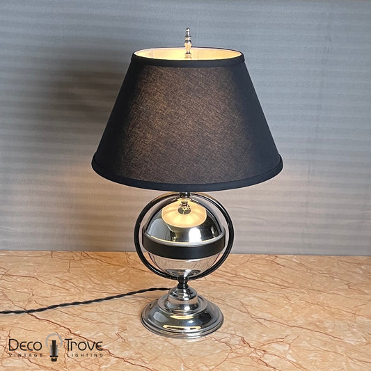 1930s Space/Machine Age Deco Black and Chrome Saturn Lamp