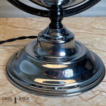 1930s Space/Machine Age Deco Black and Chrome Saturn Lamp