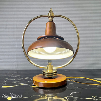 1930s Markel Machine Age Deco Brass and Patinated Copper L101 Bell Desk Lamp