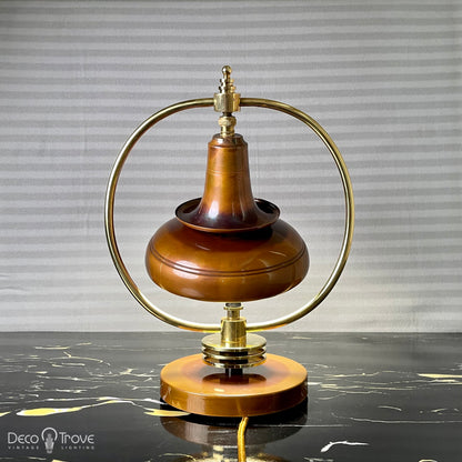 1930s Markel Machine Age Deco Brass and Patinated Copper L101 Bell Desk Lamp