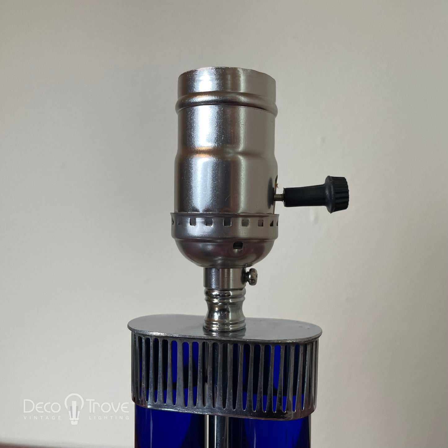 1930s Machine Age Modernist Cobalt Blue & Chrome Rod Lamp